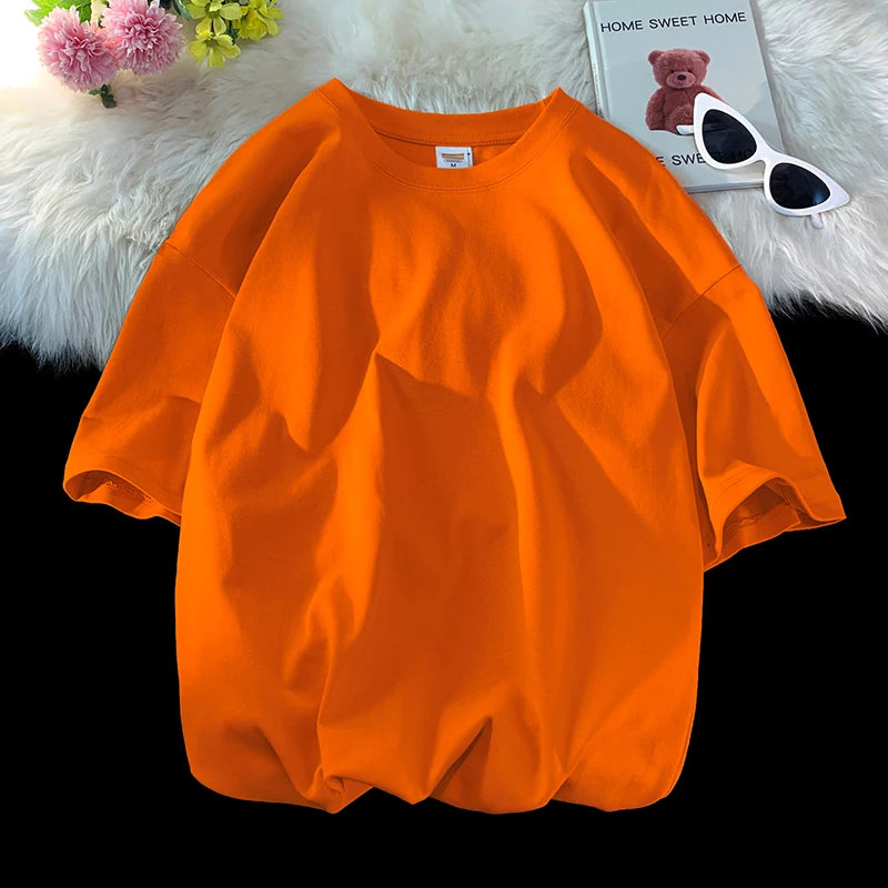 URBANEDGE™ Oversized Summer Short Sleeve Men's T Shirt New Fashion Solid Color Loose Fit O-Neck Casual Cotton Top Hip Hop Streetwear Baggy Tees Plus Size 5XL