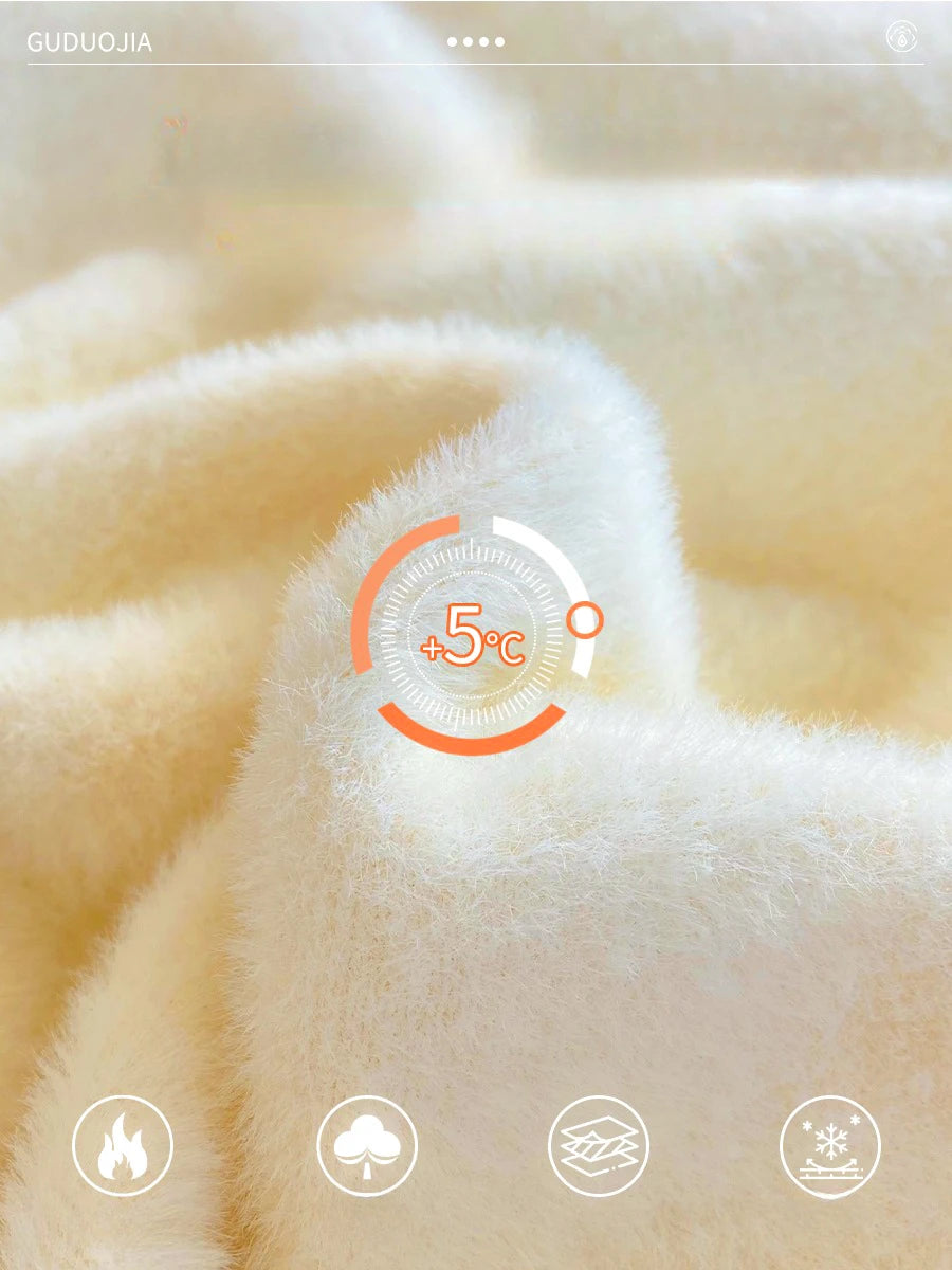 VELUWARM™ | 2025 Women’s Retro Red Turtleneck Sweater – Velvet Lined, Thickened Thermal Knit Layering Top for Winter