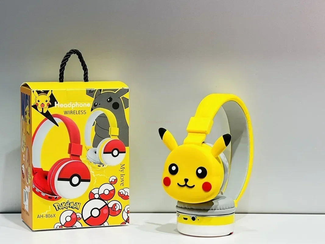 POKE HEADPHOES™ NEW Anime Pokemon Pikachu Bluetooth Headphone Wireless Headsets Cartoon Stereo Headset Earphone With Mic Hottie Fashion Gifts