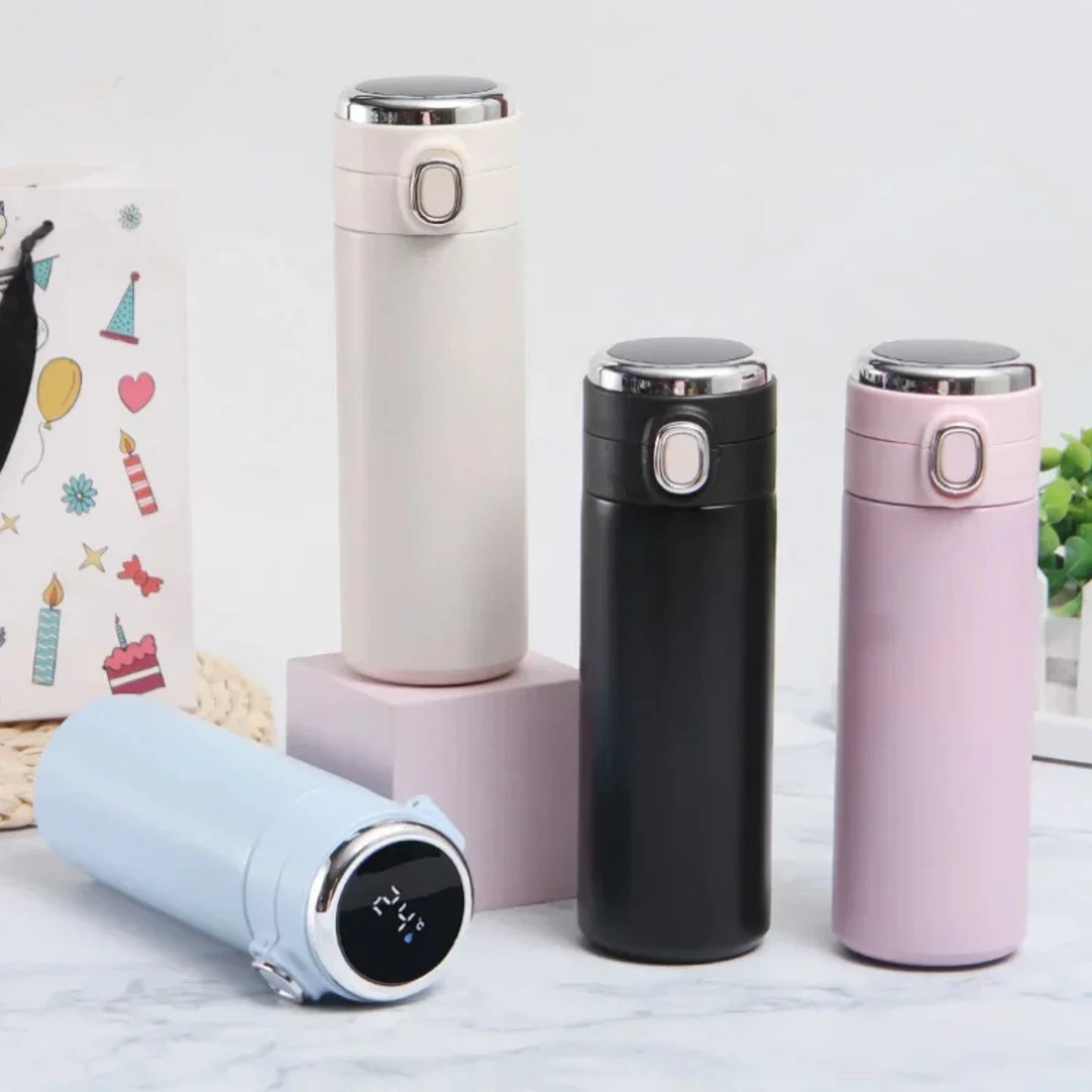 ROYALA™ Smart Mug, Temperature Display Thermos Cup Cute Vacuum Flasks Thermos Water Bottle Coffee Mug Stainless Steel Portable Thermos 420ml