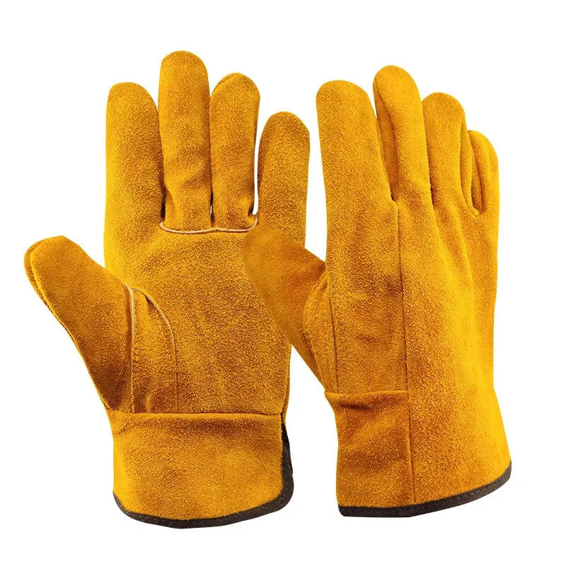 IRON™️ Men Work Gloves Soft Cowhide Driver Hunting Driving Farm Garden Welding Security Protection Safety Mechanic Glove