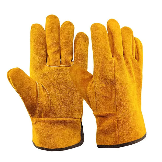 IRON™️ Men Work Gloves Soft Cowhide Driver Hunting Driving Farm Garden Welding Security Protection Safety Mechanic Glove