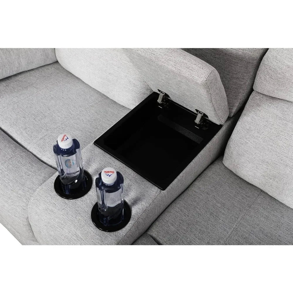 ROYAAL ™Living Room Sofa Set 3PCS Fabric Recliner Sofa Set Loveseat Couch Chair Set with Cup Holders Storage Console Living Room Furniture Sets