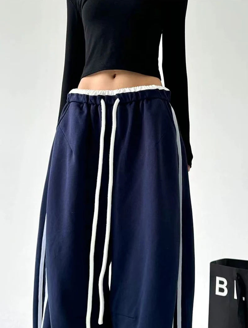 STYLER™️NEW 2025 Women Sweatpants Fashion Streetwear Oversized All Match Wide Leg Pants High Waist Patchwork Casual Straight Trousers