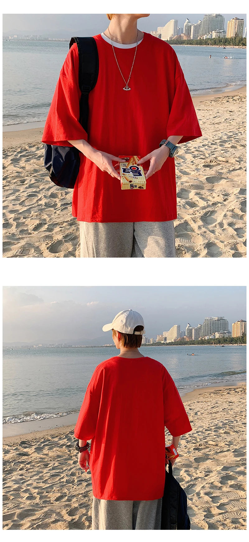 URBANEDGE™ Oversized Summer Short Sleeve Men's T Shirt New Fashion Solid Color Loose Fit O-Neck Casual Cotton Top Hip Hop Streetwear Baggy Tees Plus Size 5XL