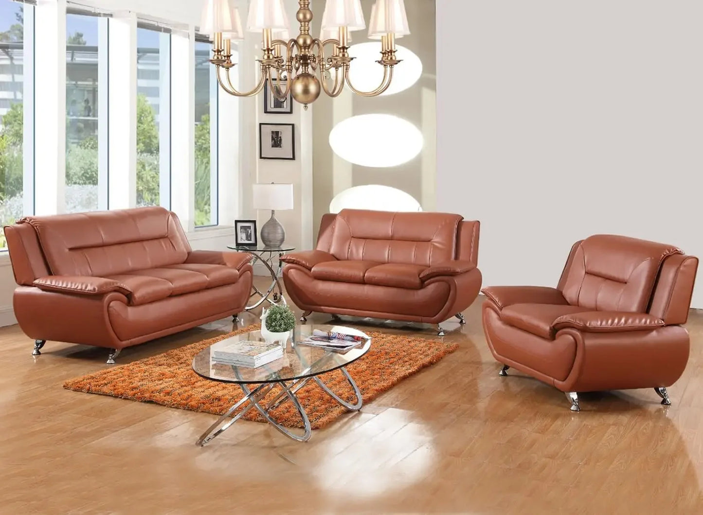 CUSHINA ™ Sofa, Leather Sofa Set, Leather Sofas Set for Living Room Furniture Sets, Loveseat Sofa with Chair 3-Piece for Living Room
