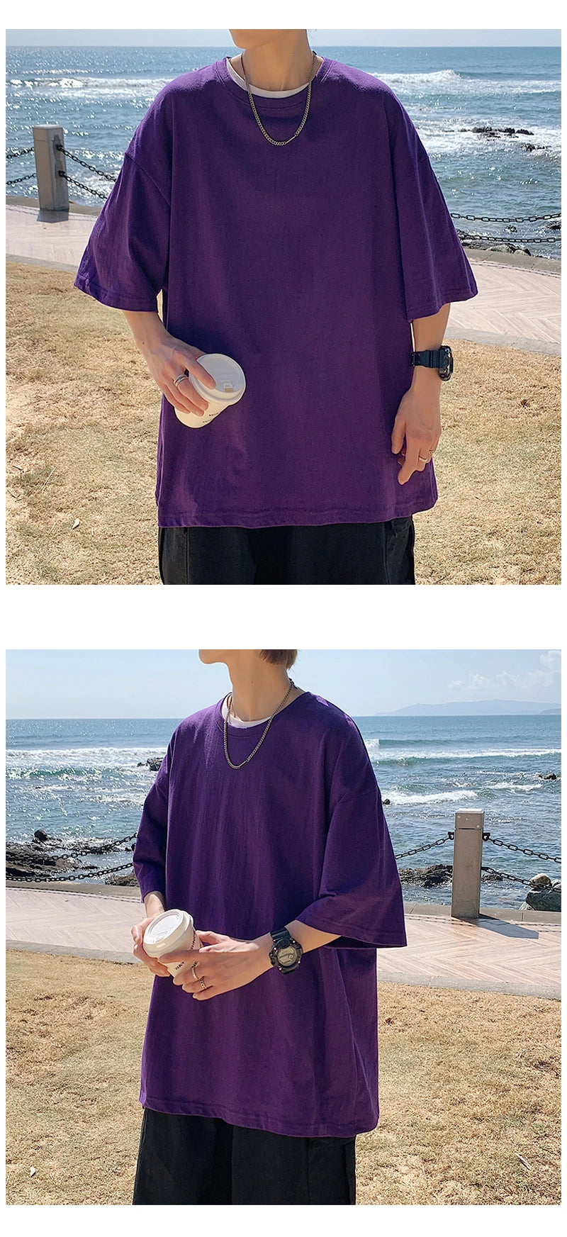 URBANEDGE™ Oversized Summer Short Sleeve Men's T Shirt New Fashion Solid Color Loose Fit O-Neck Casual Cotton Top Hip Hop Streetwear Baggy Tees Plus Size 5XL