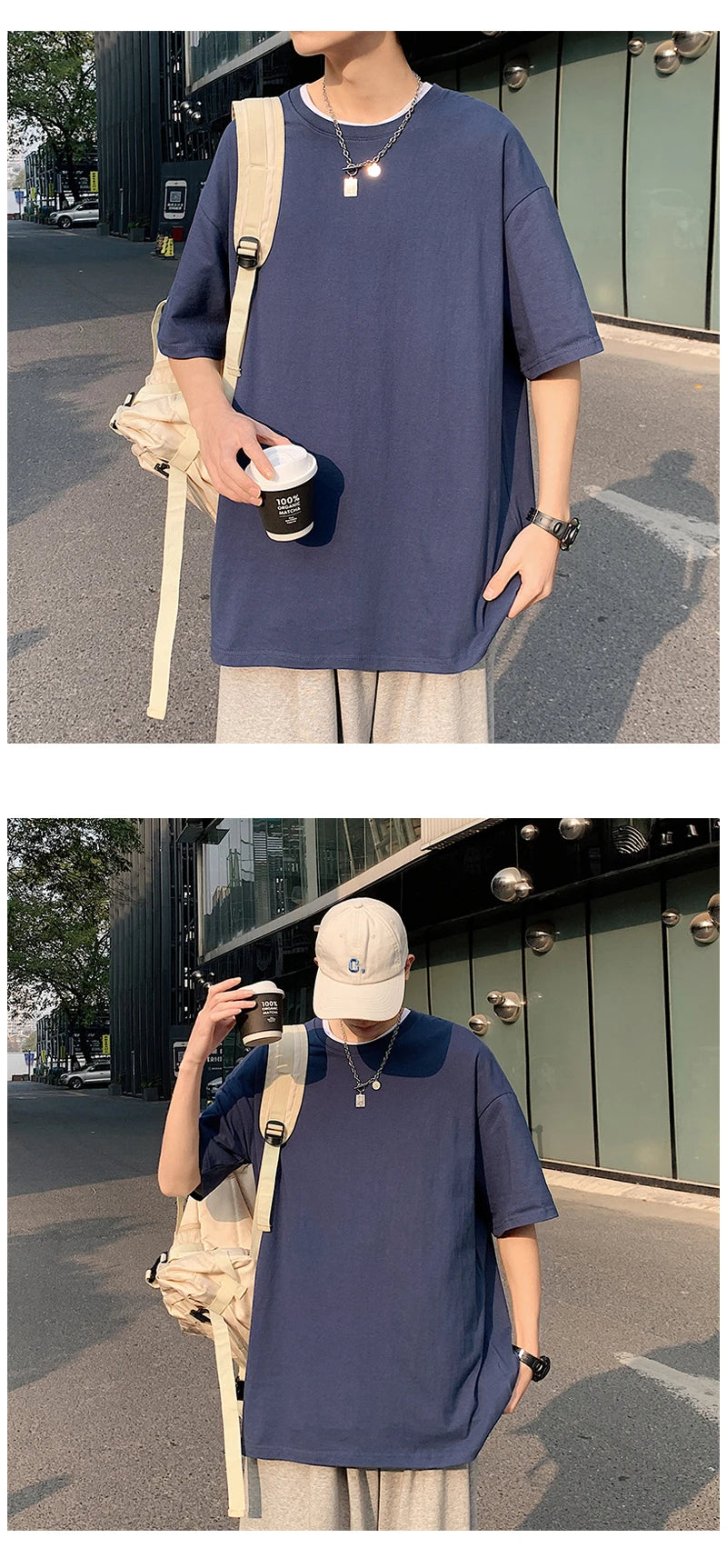 URBANEDGE™ Oversized Summer Short Sleeve Men's T Shirt New Fashion Solid Color Loose Fit O-Neck Casual Cotton Top Hip Hop Streetwear Baggy Tees Plus Size 5XL