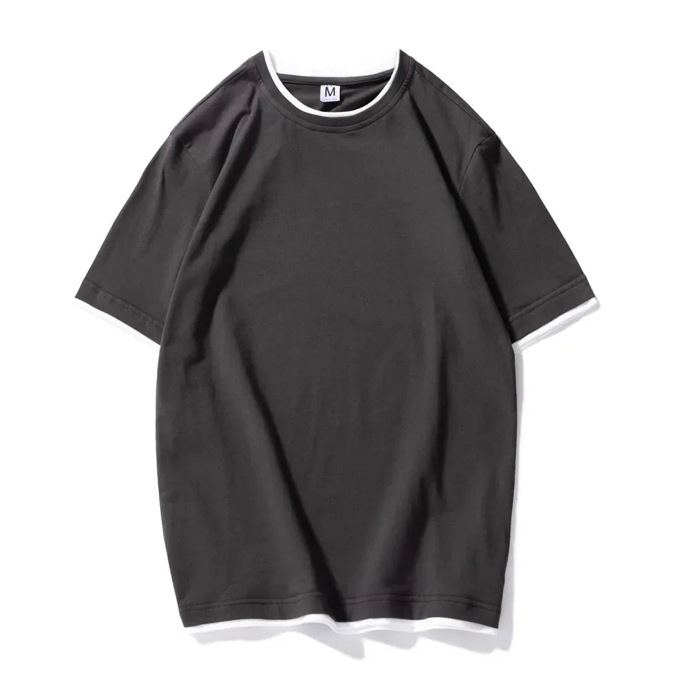 KB™️ new T SHIRT short sleeve men solid t-shirt o-neck soft solid cotton elastic breathable men t-shirt