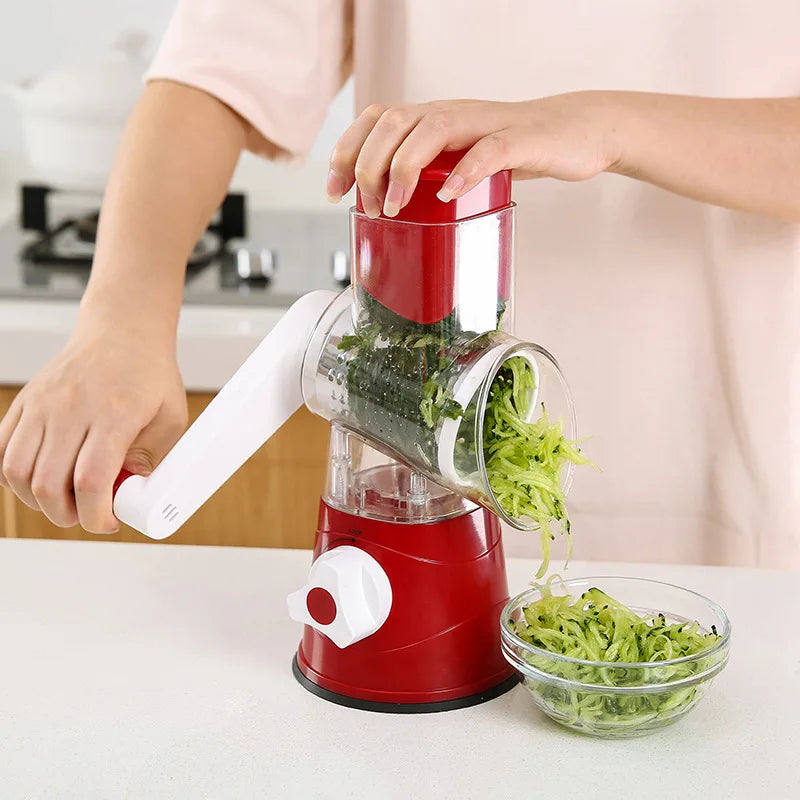 X Y Z ™ HOME   Rotary cheese Grater, Kitchen Shredder 3 in 1 Vegetable Slicer Manual Kitchen Accessories Grater for Vegetable Cutter Round Chopper Mandolin Shredder Potato Home Kitch.