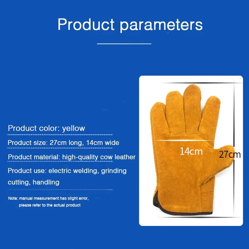 IRON™️ Men Work Gloves Soft Cowhide Driver Hunting Driving Farm Garden Welding Security Protection Safety Mechanic Glove