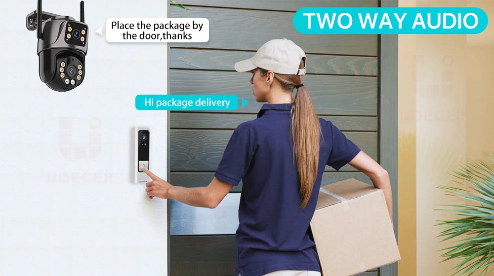 ZOONE™️Security Camera 4K 8MP HD Wifi PTZ Camera Outdoor 4MP Dual Lens Dual Screen AI Auto Tracking IP Camera CCTV Audio Video Surveillance P2P iCSee