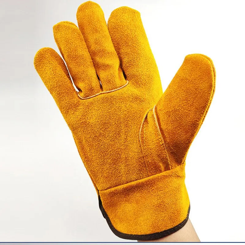 IRON™️ Men Work Gloves Soft Cowhide Driver Hunting Driving Farm Garden Welding Security Protection Safety Mechanic Glove