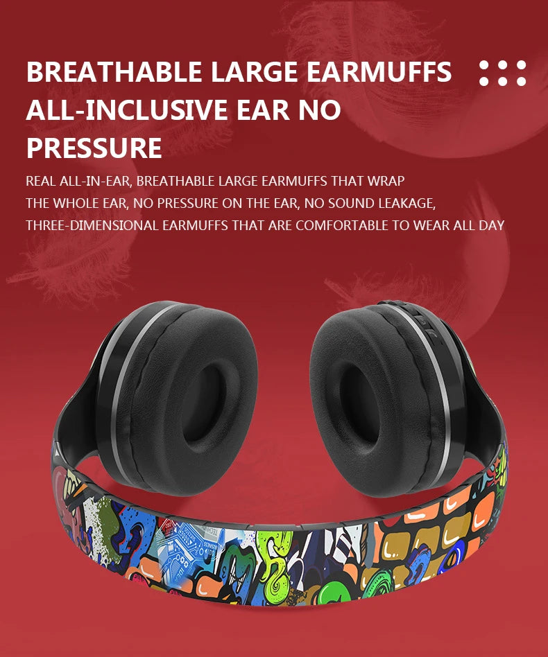 SOUND CLOUD HEADPHONES™ Glowing Bluetooth Headphones Graffiti Wireless Earphones With HD Mic Noise Cancel HiFi Deep Bass headset gamer Fone