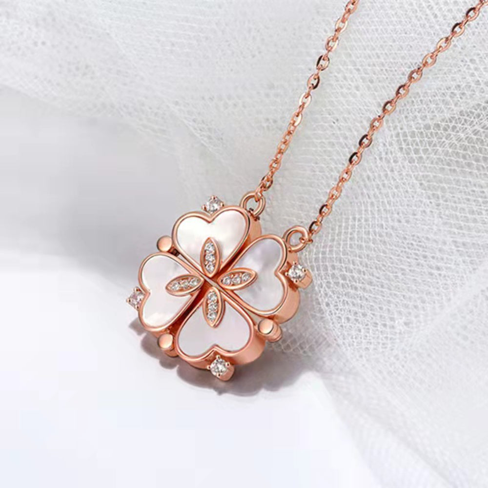 BARE ™️Stainless Steel Love Magnetic Pendant Necklace for Women Clover Necklace Heart Shaped Clover Necklace Pendant Jewelry Gift