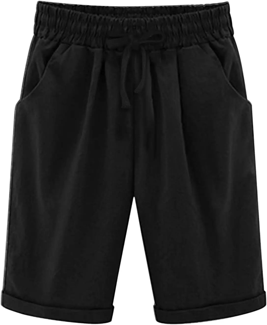 RIGHT FIT™️Summer Knee Length Shorts for Women 2025 Cotton Linen Bermuda Shorts Elastic Waist Workout Shorts Casual Loose Beach Shorts