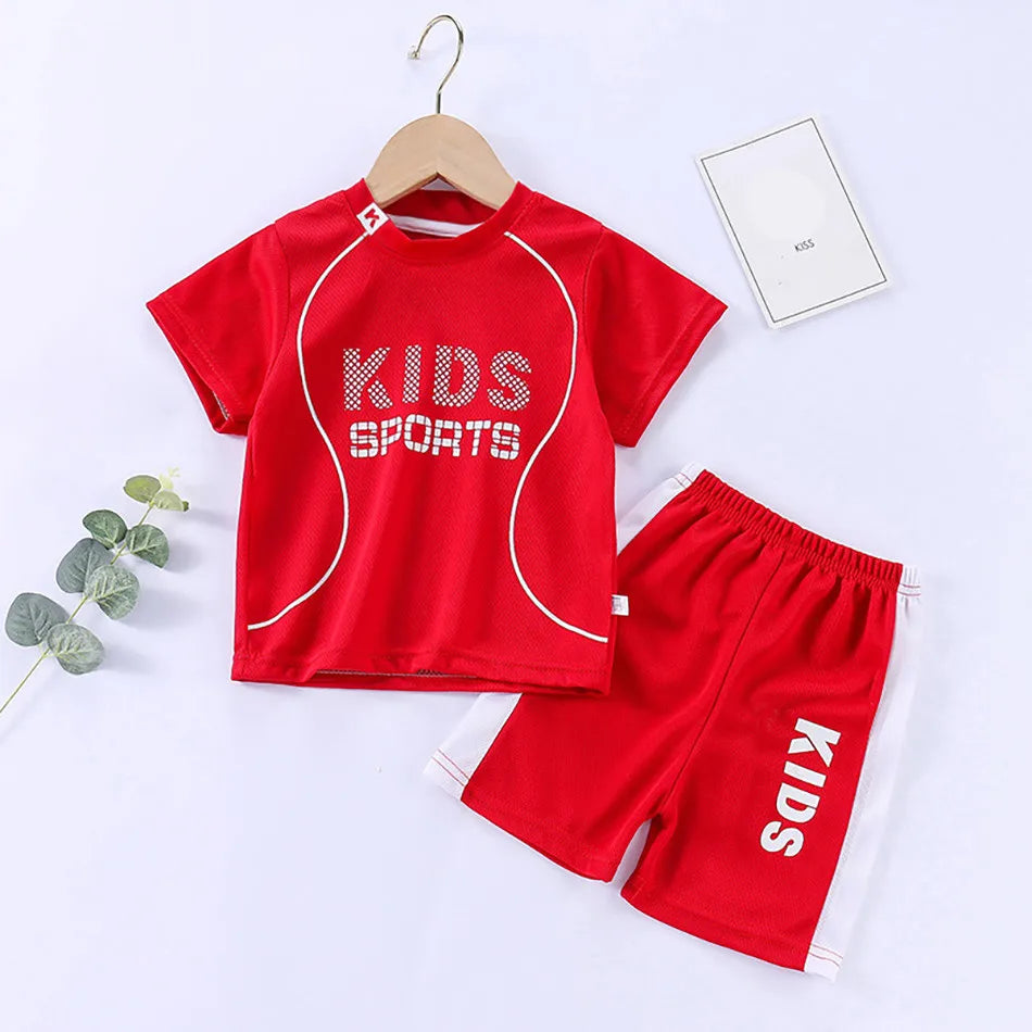 TINYSTAR™️ T Shirt Shorts Boy Girl Summer Quick Drying Tops Bottoms Kids 2 Pcs Clothing Set Children Sleepwear Football Sport Clothes,