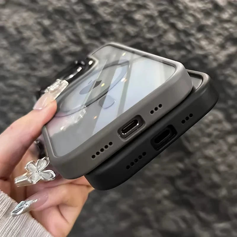 Luxury ™️new 2025 Magnetic Shockproof Phone Case For iPhone 16 15 14 13 12 11 Pro Max 16 Plus For Magsafe Stand Glass Lens Protector Cover