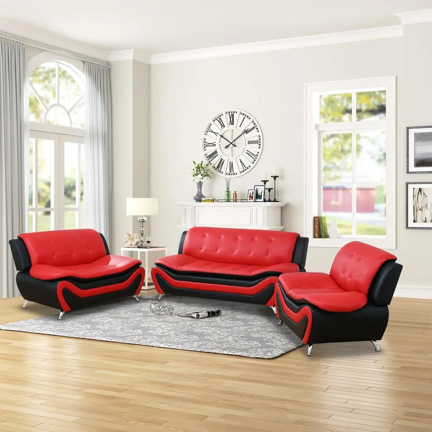 CUSHINA ™ Sofa, Leather Sofa Set, Leather Sofas Set for Living Room Furniture Sets, Loveseat Sofa with Chair 3-Piece for Living Room