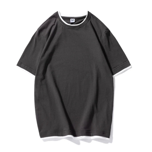 KB™️ new T SHIRT short sleeve men solid t-shirt o-neck soft solid cotton elastic breathable men t-shirt