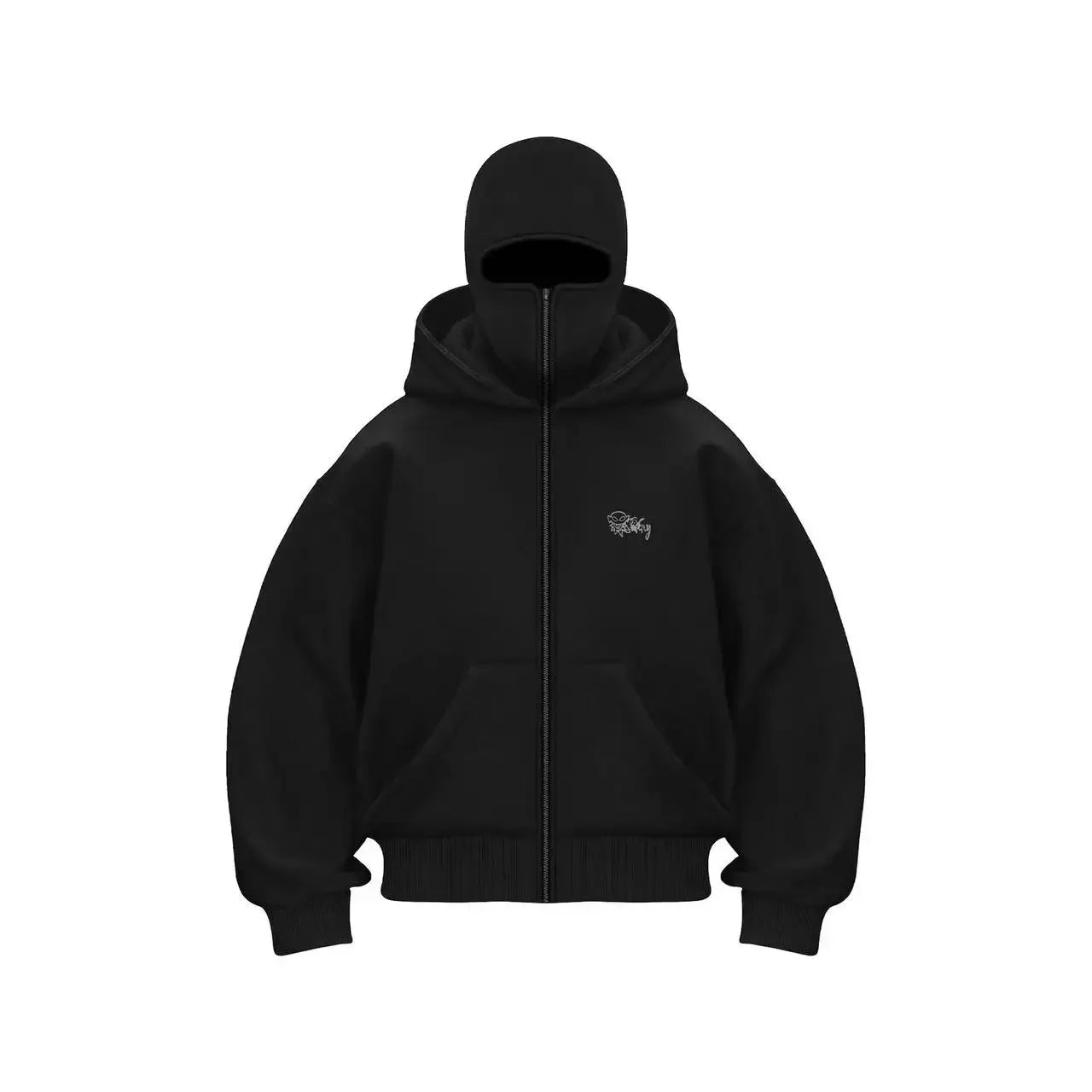 ALLZIPPEDUP ™️Black Cotton Zipper Hoodie Men Women Ins New Masked Tide Warm Sweatshirt Fall Winter Long-sleeved Couple Outdoor Leisure Jacket