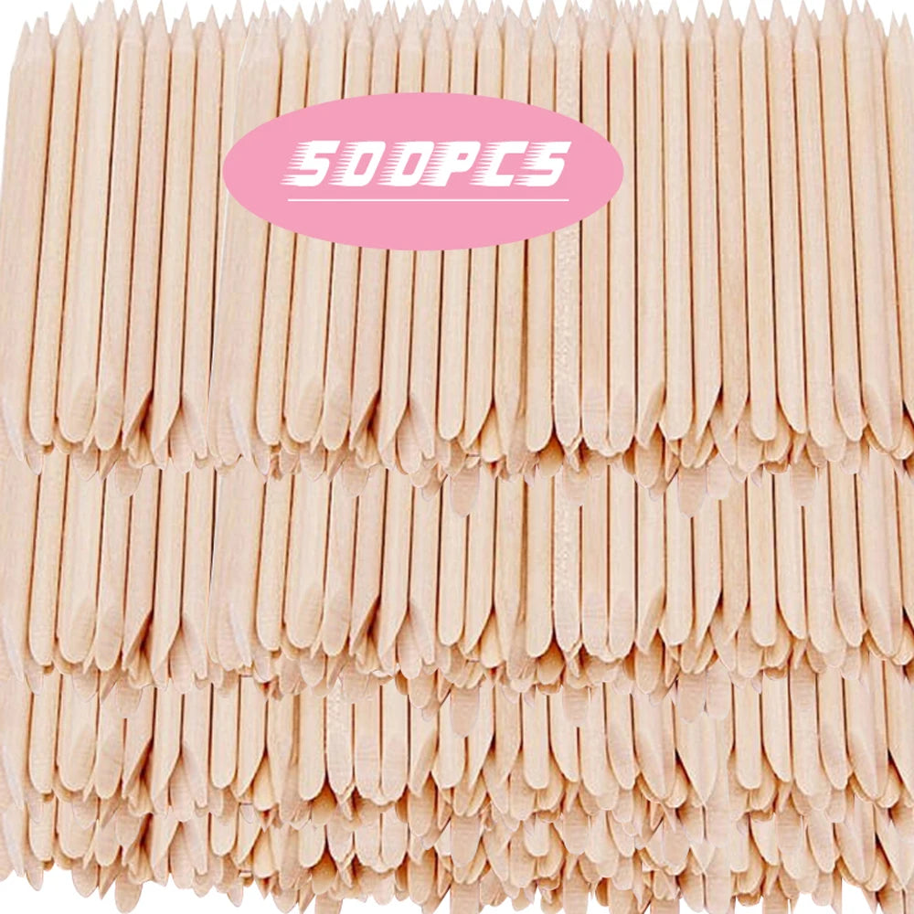 mini™ wooden Wax Applicator 100/500Pcs Orange Wood Sticks for Nails BULK Double Sided Cuticle Pusher Remover Nail Art Manicure Pedicure Tool for Manicure Pe