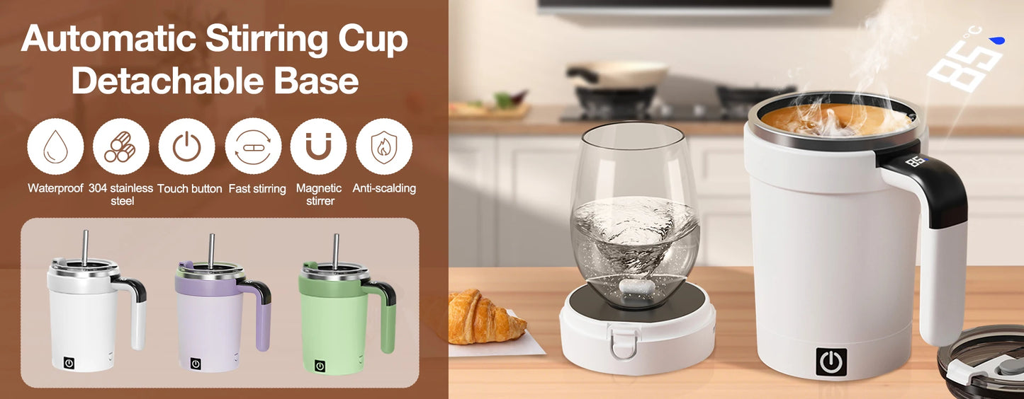 HUG IN A MUG™ |Automatic Stirring Cup, Rechargeable, Magnetic Mixer, Stainless Steel Coffee Mug