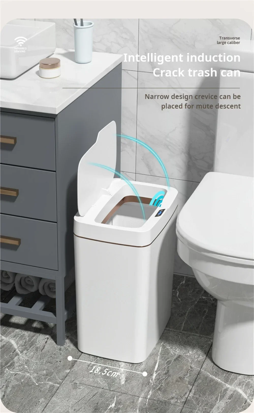 LZJV™ |15L NEW Smart Trash Can Automatically Open, Touch-Free Smart Sensor, Sensing Garbage Can and Waterproof, For Bathroom/Kitchen/Bedroom
