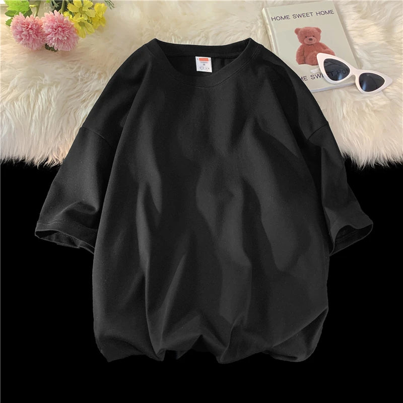 URBANEDGE™ Oversized Summer Short Sleeve Men's T Shirt New Fashion Solid Color Loose Fit O-Neck Casual Cotton Top Hip Hop Streetwear Baggy Tees Plus Size 5XL