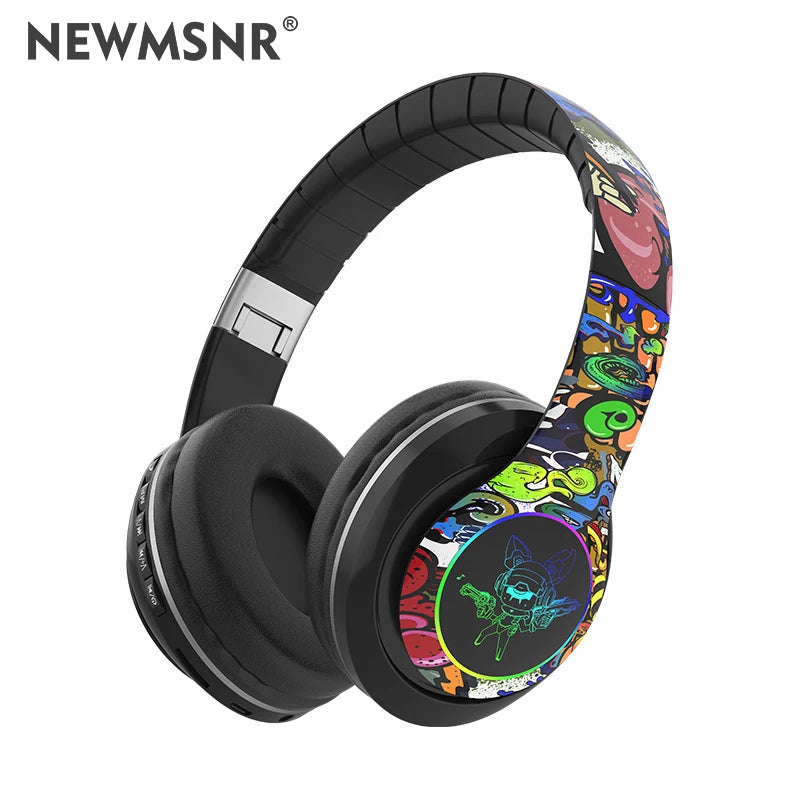 SOUND CLOUD HEADPHONES™ Glowing Bluetooth Headphones Graffiti Wireless Earphones With HD Mic Noise Cancel HiFi Deep Bass headset gamer Fone