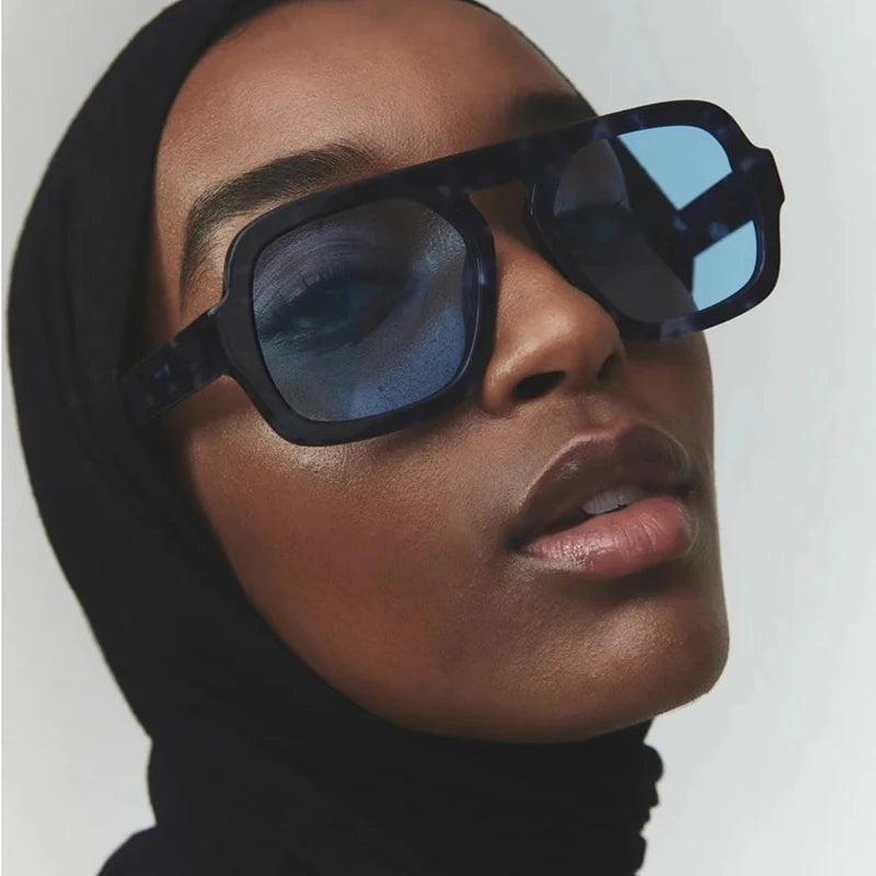 ARVINE™️Retro Pilot Square Sunglasses Lady Fashion Simple Ins Black Tea Sunglasses for Women Men Trending Outdoor Casual Shades UV400