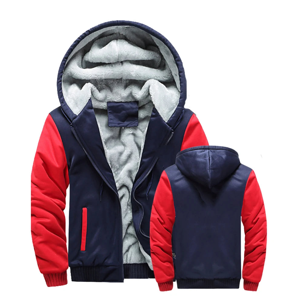 COZY ™ Winter Jacket Men Warm Coat Thick Fleece Male Zipper Hooded Jackets Casual Hooded Sportswear Outerwear Long Sleeves Sports Hoody
