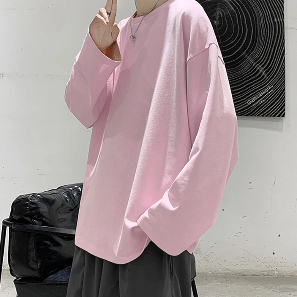 COTTOFLEX™ Oversize Cotton Long Sleeve Unisex T-Shirt Casual Pure Color Top for Men and Women