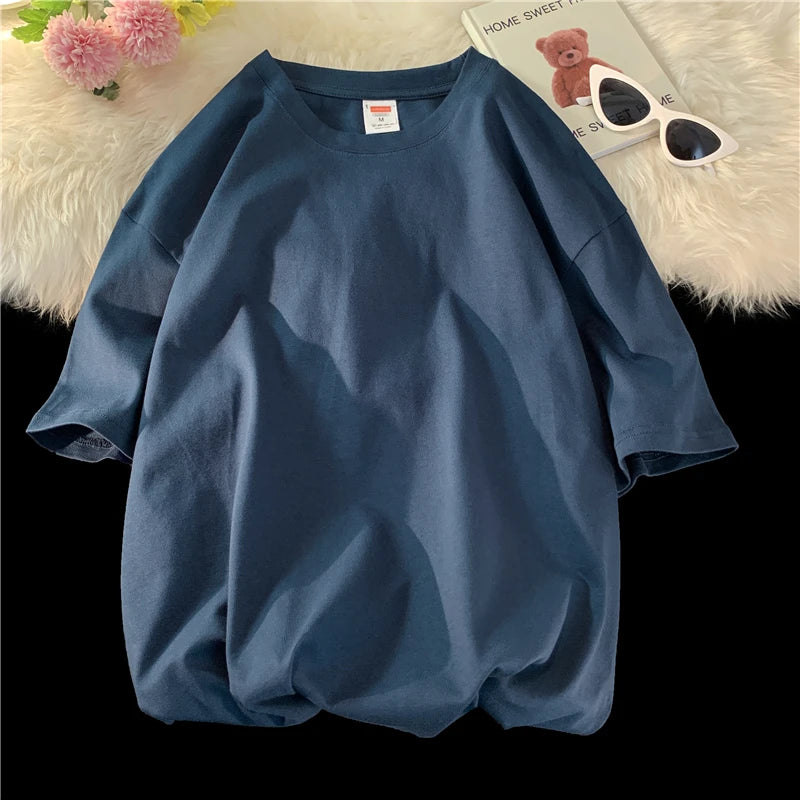 URBANEDGE™ Oversized Summer Short Sleeve Men's T Shirt New Fashion Solid Color Loose Fit O-Neck Casual Cotton Top Hip Hop Streetwear Baggy Tees Plus Size 5XL