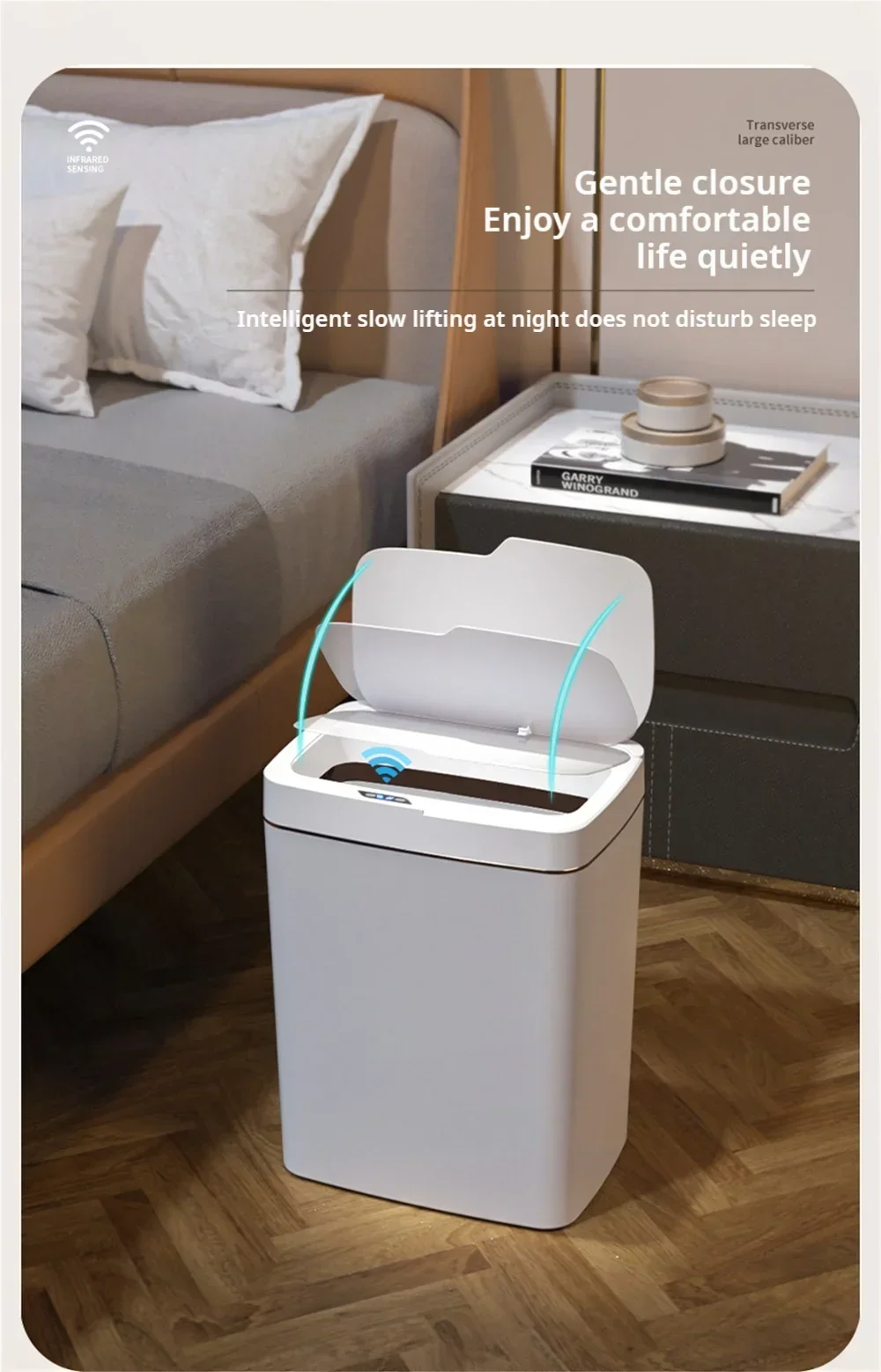 LZJV™ |15L NEW Smart Trash Can Automatically Open, Touch-Free Smart Sensor, Sensing Garbage Can and Waterproof, For Bathroom/Kitchen/Bedroom