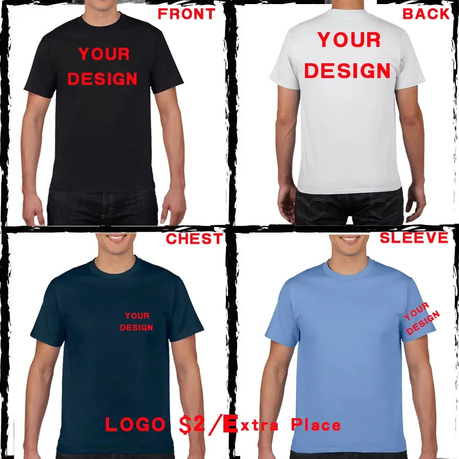 DIY Logo 180g 100% Cotton T Shirt Custom Your Design Tops Tee Men Print Your Own Design Brand Team Customization DropShipping