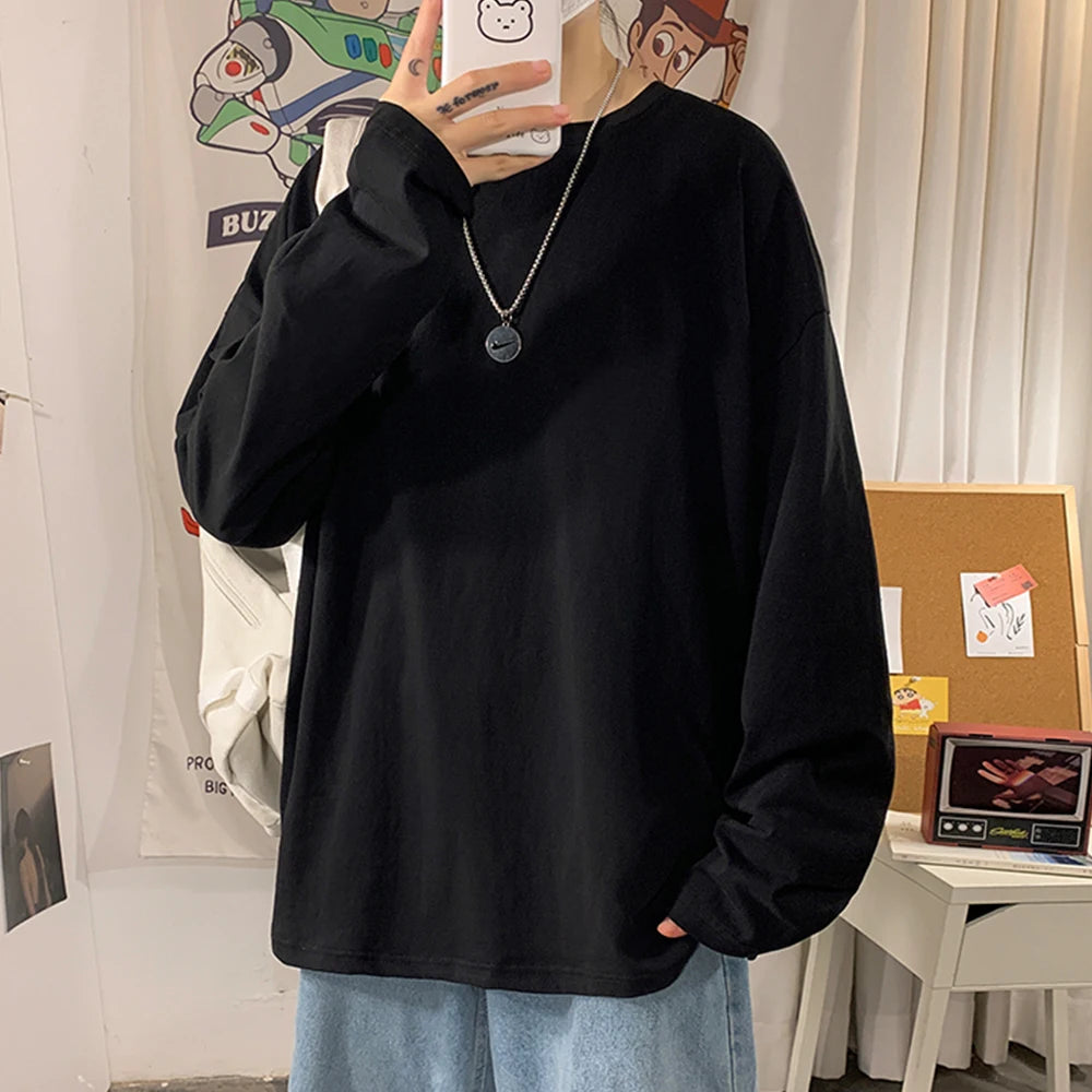 COTTOFLEX™ Oversize Cotton Long Sleeve Unisex T-Shirt Casual Pure Color Top for Men and Women