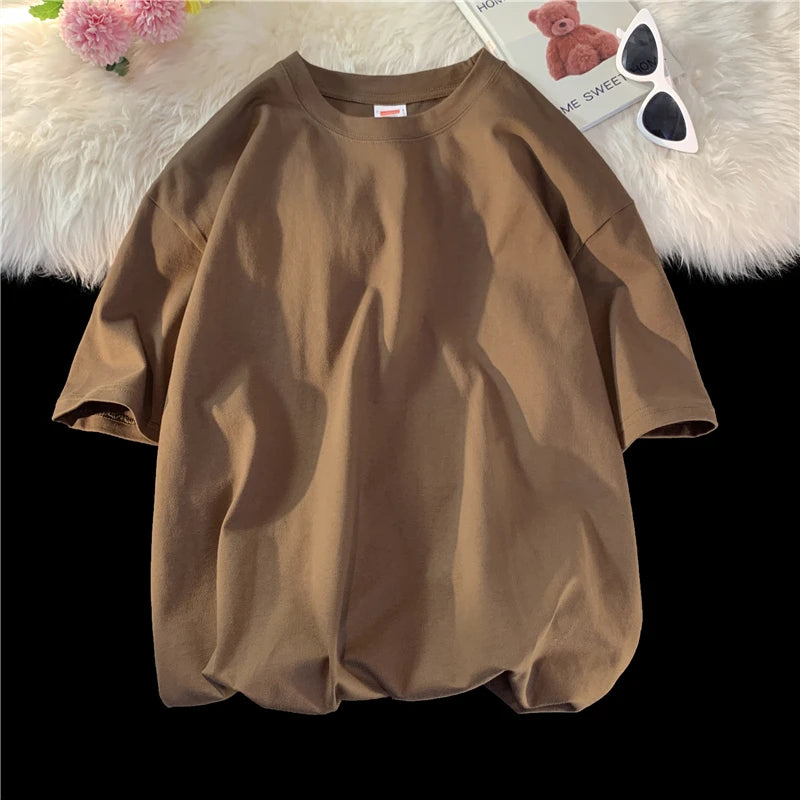 URBANEDGE™ Oversized Summer Short Sleeve Men's T Shirt New Fashion Solid Color Loose Fit O-Neck Casual Cotton Top Hip Hop Streetwear Baggy Tees Plus Size 5XL