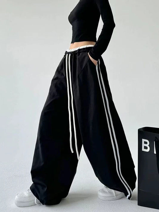 STYLER™️NEW 2025 Women Sweatpants Fashion Streetwear Oversized All Match Wide Leg Pants High Waist Patchwork Casual Straight Trousers