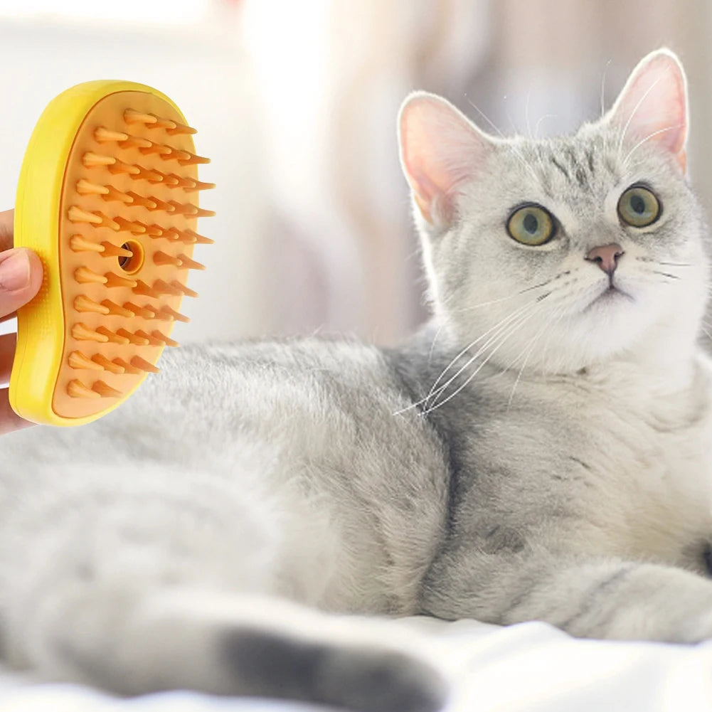 MY CAT GROOM™ 3 In 1 Cat Steamy ™ Brush Dog Grooming Comb Self Cleaning Steam Cat Brush for Massage Dog Cat Hair Remover Comb Pet Grooming Brush