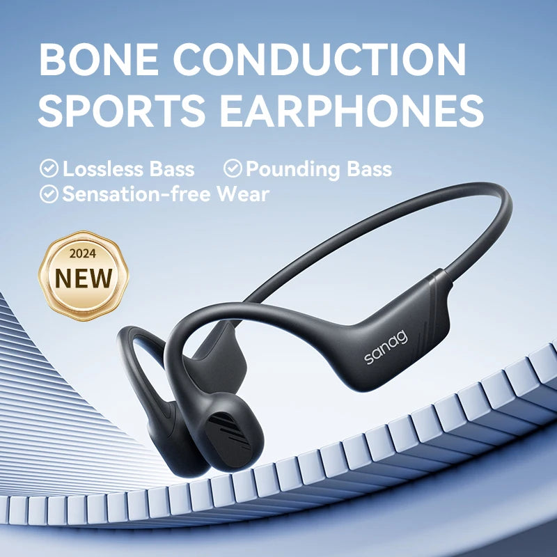 ONLY Sanag ™ B21S True Bone Conduction Bluetooth 5.4 Earphone AAC HiFi Powerful Bass Headphones Sport Earbuds Running Wireless Headset