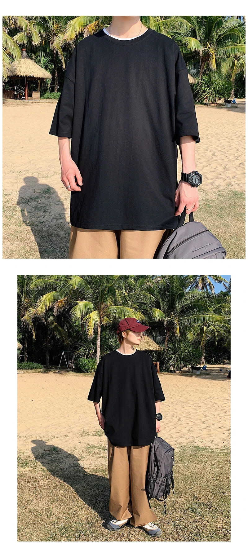 URBANEDGE™ Oversized Summer Short Sleeve Men's T Shirt New Fashion Solid Color Loose Fit O-Neck Casual Cotton Top Hip Hop Streetwear Baggy Tees Plus Size 5XL