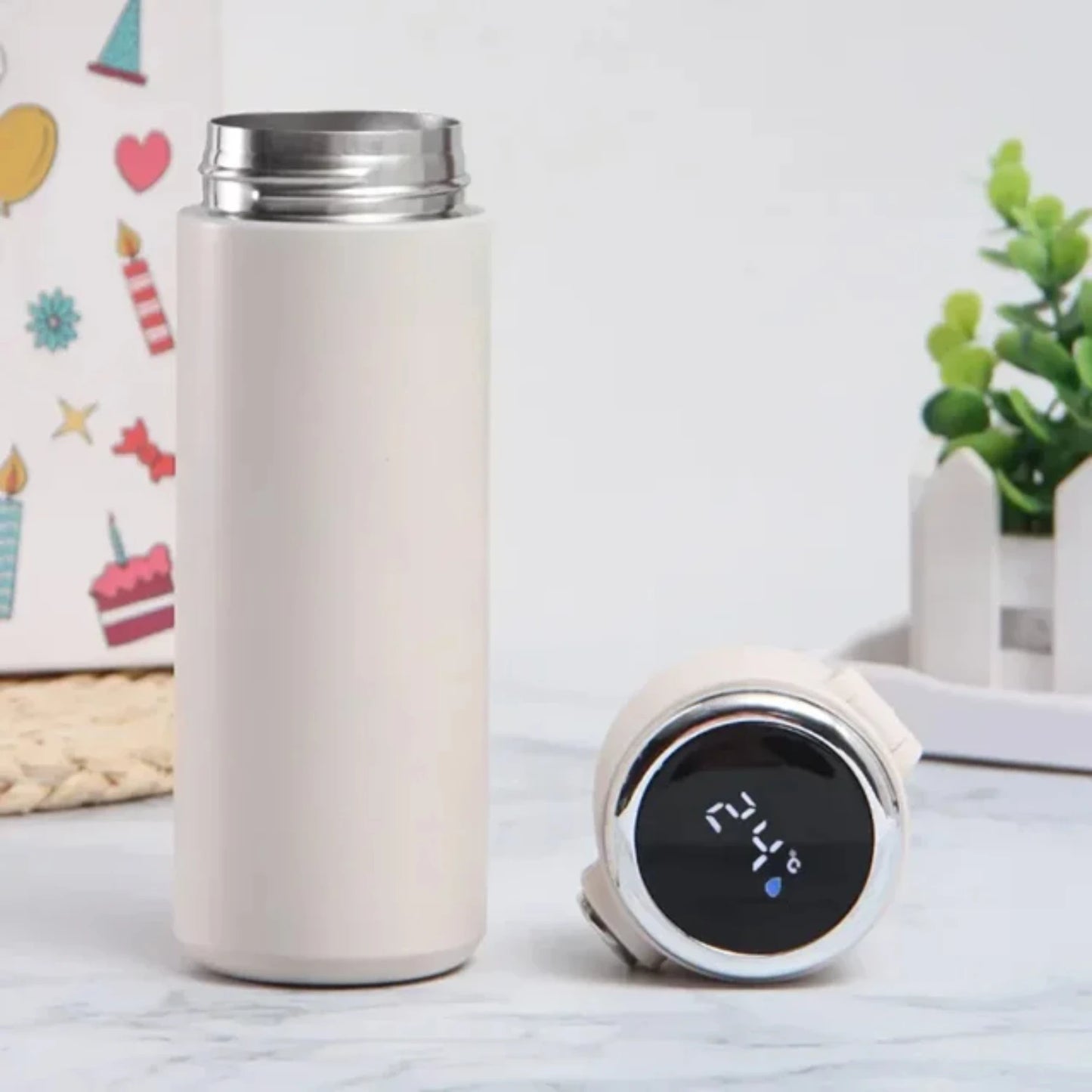 ROYALA™ Smart Mug, Temperature Display Thermos Cup Cute Vacuum Flasks Thermos Water Bottle Coffee Mug Stainless Steel Portable Thermos 420ml