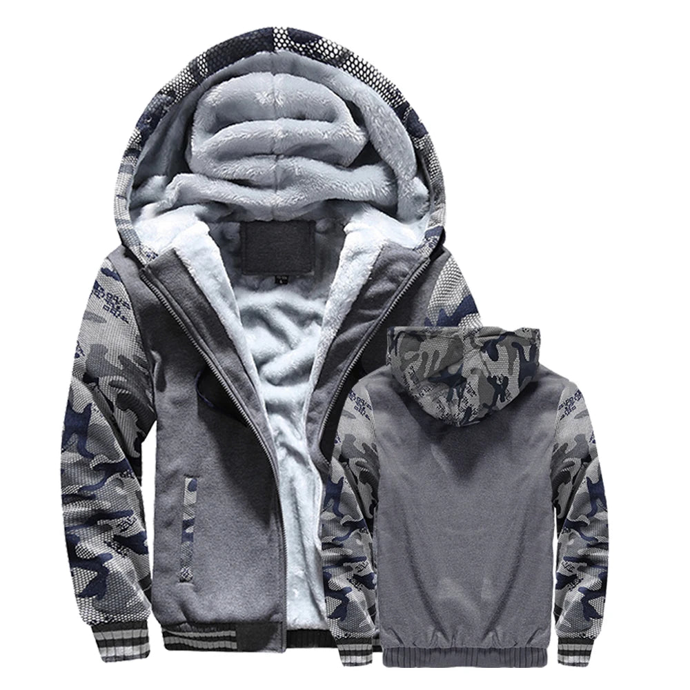 COZY ™ Winter Jacket Men Warm Coat Thick Fleece Male Zipper Hooded Jackets Casual Hooded Sportswear Outerwear Long Sleeves Sports Hoody