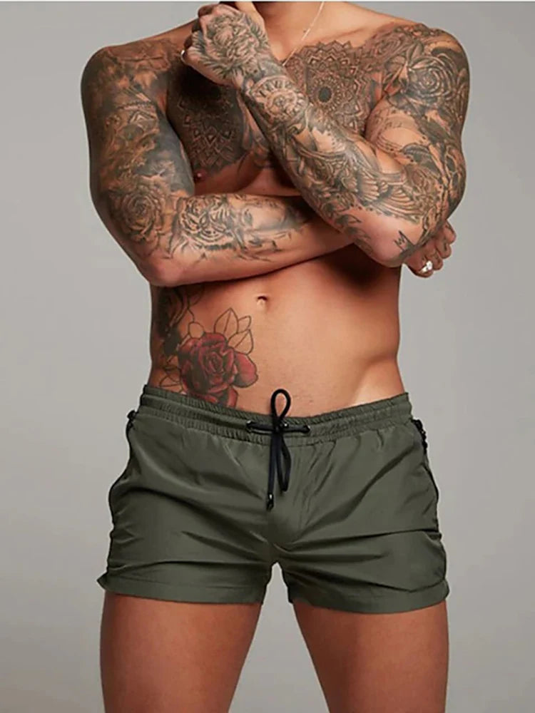 TRUNKLE ™Men's Swim Trunks with Zipper Pockets Mesh Liner Summer Beach Board Shorts Quick Dry Swimming Bathing Suit Swimsuit Swimwear