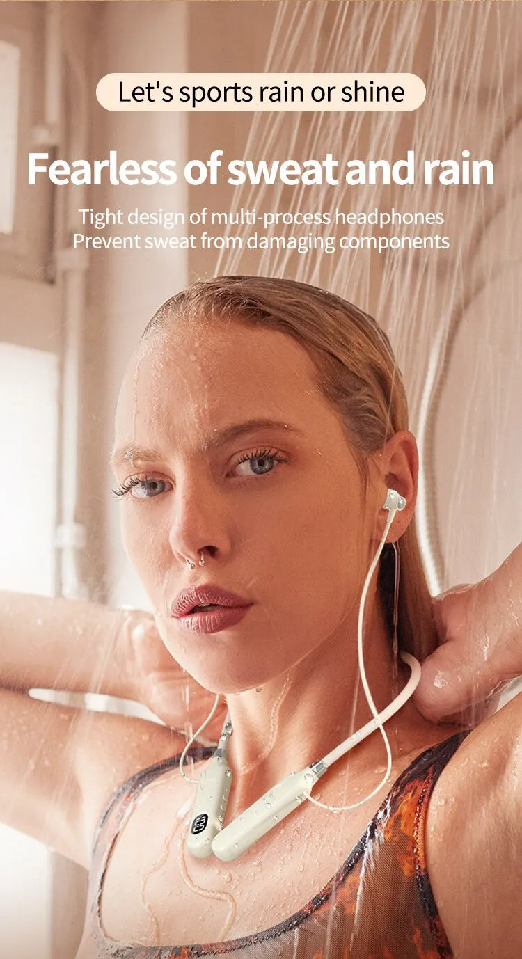 SWEET HEADPHONE SOUNDS™Neckband BT-12 Wireless Bluetooth Earphones Headphones Outdoor Sports Headset with Display Touch Control Earbuds for Music