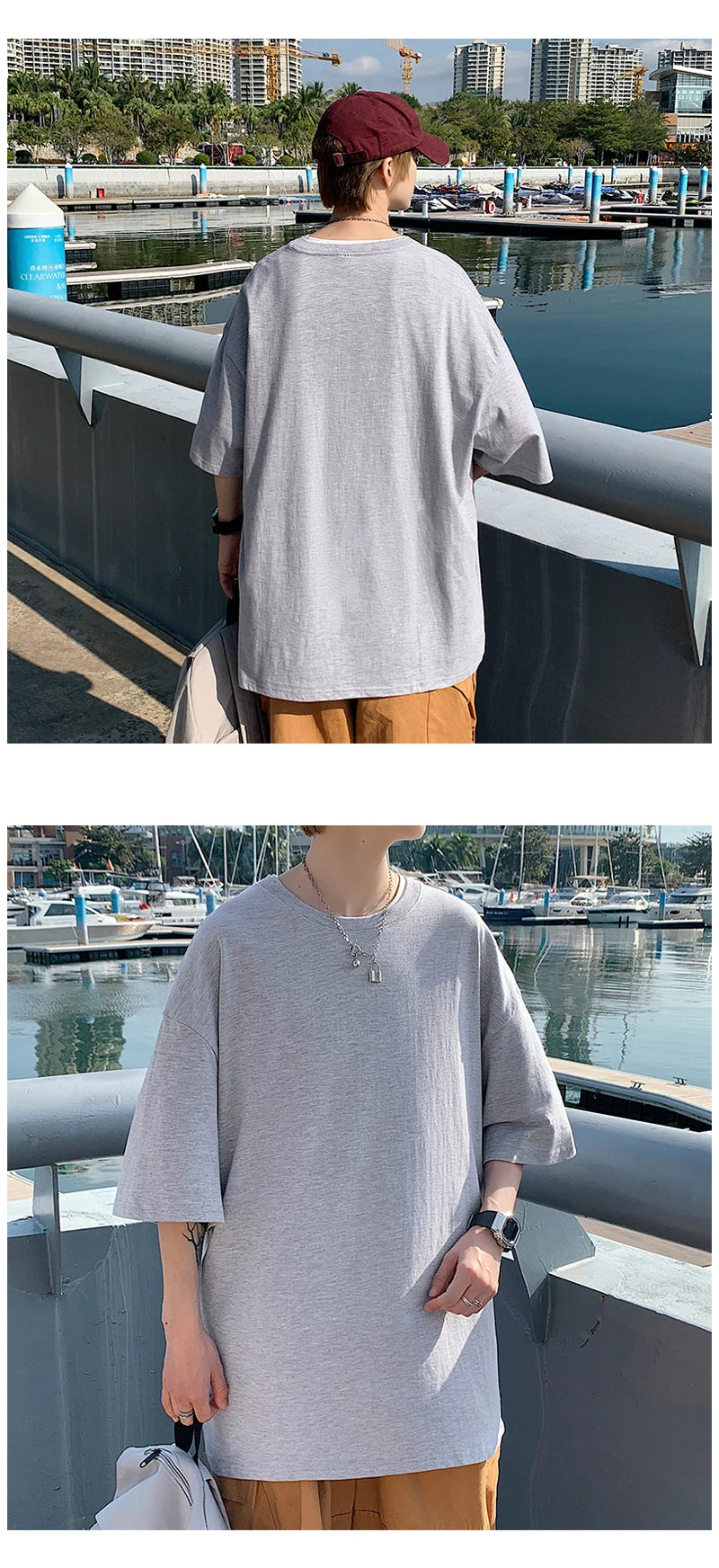 URBANEDGE™ Oversized Summer Short Sleeve Men's T Shirt New Fashion Solid Color Loose Fit O-Neck Casual Cotton Top Hip Hop Streetwear Baggy Tees Plus Size 5XL