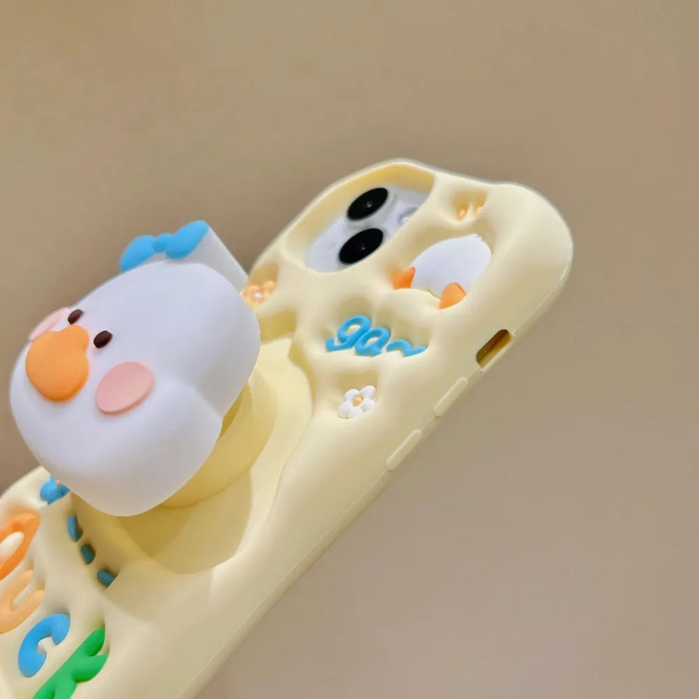 iPhone™ Case Fun and cute little white duck phone case suitable for iPhone 16 15 14 13 12 11 Pro Max anti drop phone protective case