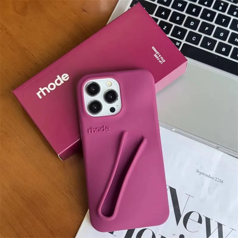 RHODE MYCASE ™ Lipstick Soft Silicone DIY Rhode Phone Case For iPhone 16 15 14 13 12 11 Pro Max Plus Portable Lip Gloss Holder Ins Hot Cover