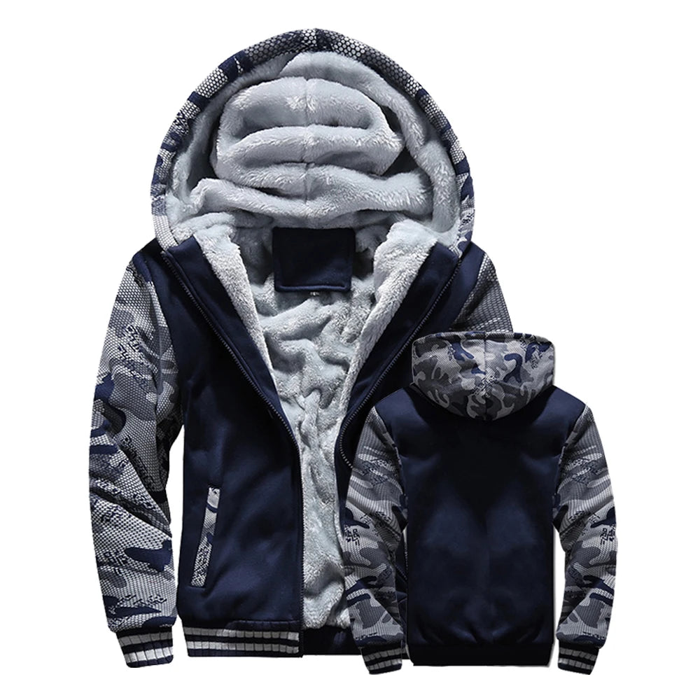 COZY ™ Winter Jacket Men Warm Coat Thick Fleece Male Zipper Hooded Jackets Casual Hooded Sportswear Outerwear Long Sleeves Sports Hoody